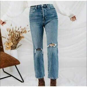 NWT Blank NYC Baxter Ribcage Straight Leg Denim Jeans Size 26 in Whirlwind Blue